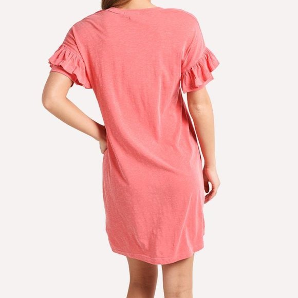 Sundry Short Sleeve Ruffle Shirt Dress NEW - Picture 8 of 12